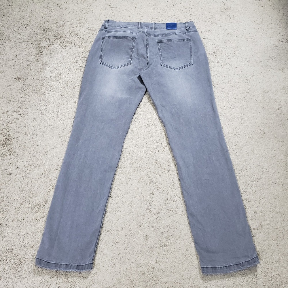 Mugsy Jeans Mens 34x32 (FITS 33x31) Gray Denim Beans Casual Straight Stretch - Picture 2 of 10